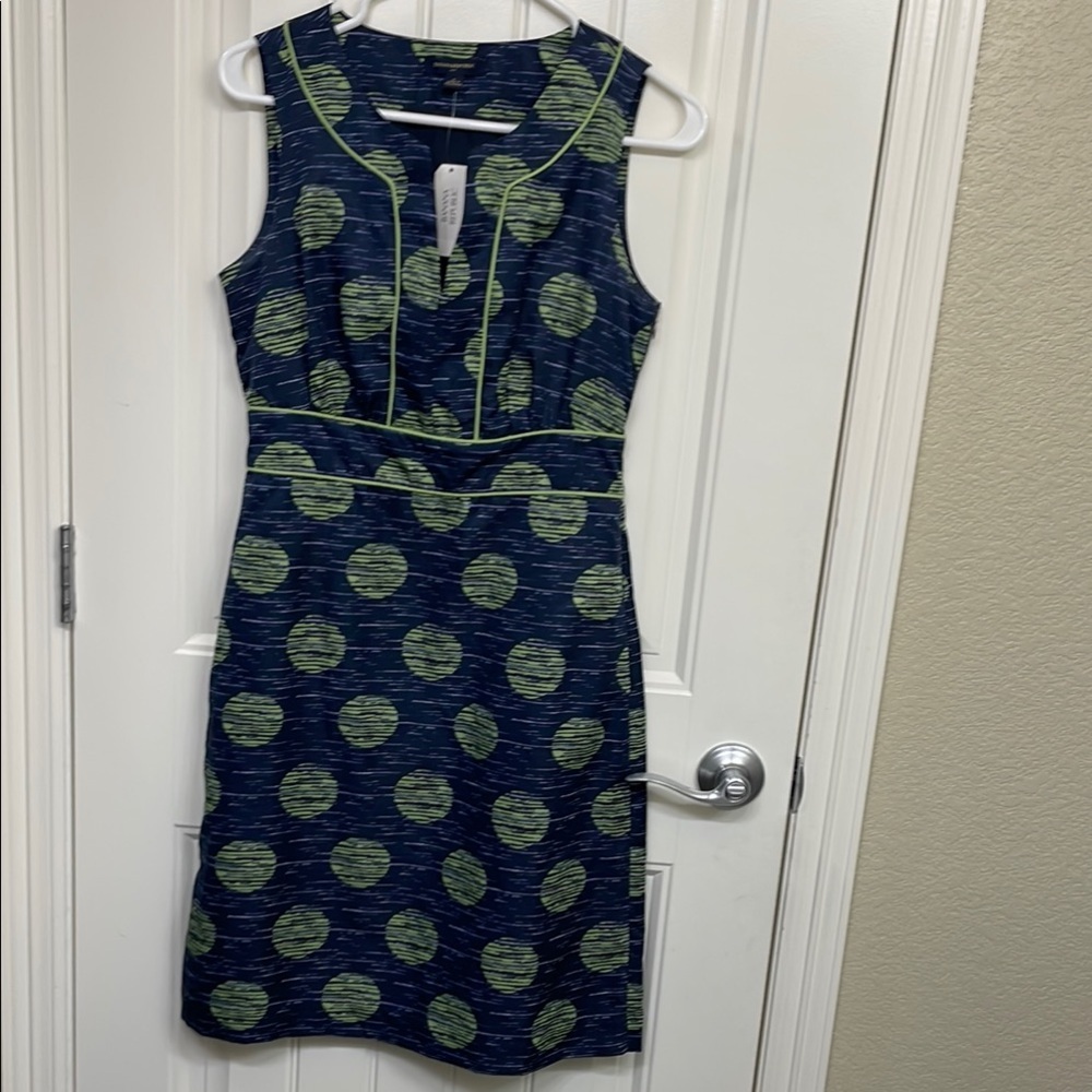NWT Banana Republic Blue and Green Sheath Midi Dress V-Neck Sleeveless
